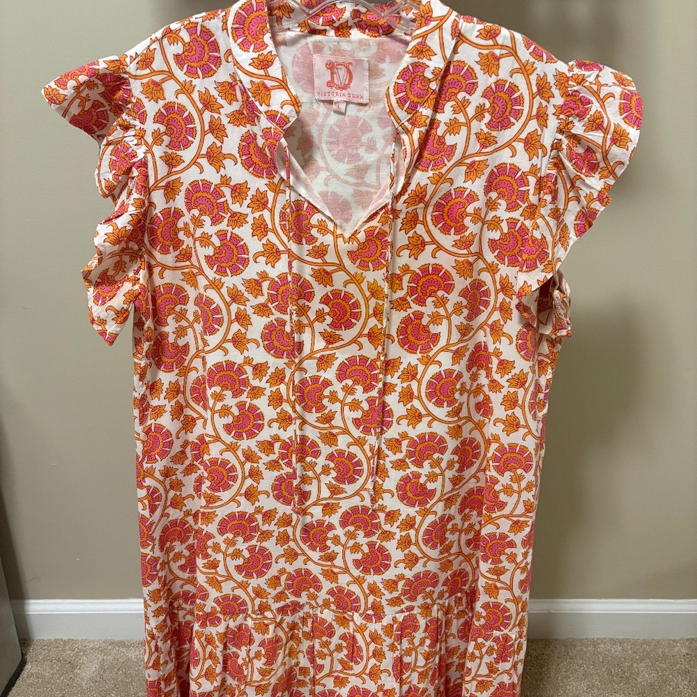 Victoria Dunn pink and orange sleeveless dress